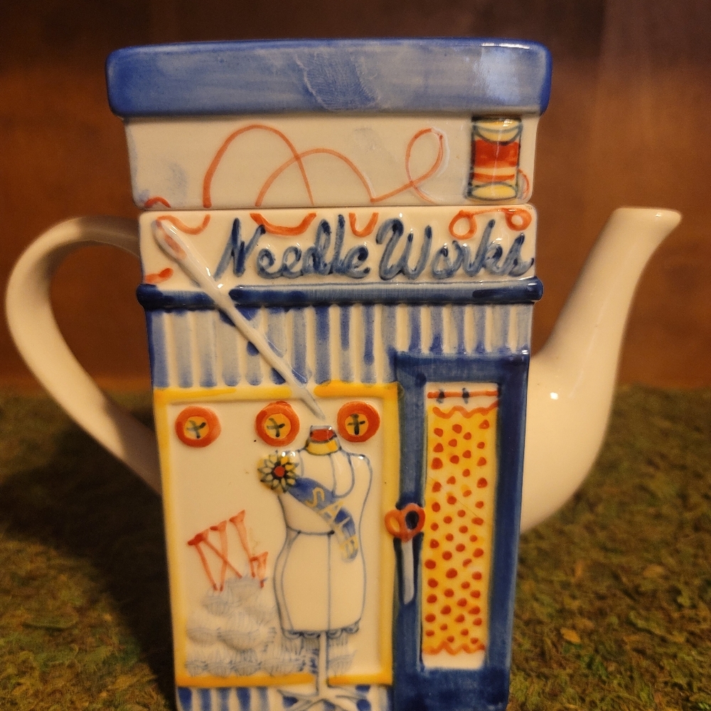 Ceramic Teapot Sewing/Seamstress theme